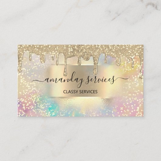 Holograph Tropfens Confetti Makeup Lashes Nails Visitenkarte (Vorderseite)