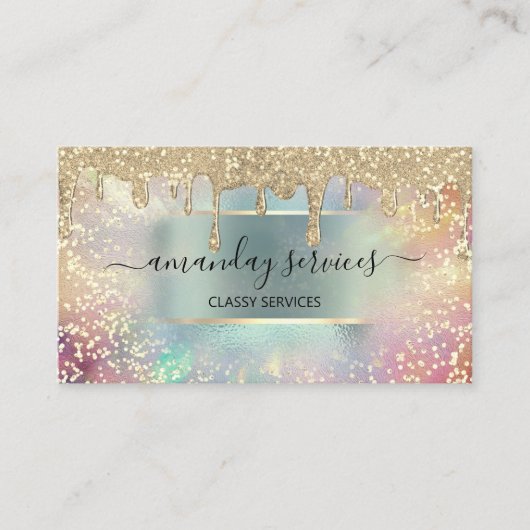 Holograph Tropfens Makeup Lashes Nails Visitenkarte (Vorderseite)