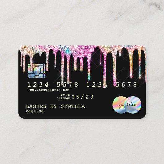 Holograph Tropfens Moderne Kreditkarte Visitenkarte (Vorderseite)