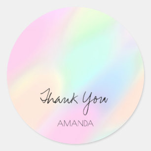 Holograph Tropfens Pink Unicorn Mermaid Pastels Runder Aufkleber