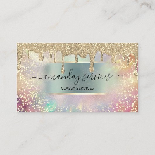 Holograph Tropfens Rose Makeup Lashes Nails Haare Visitenkarte (Vorderseite)