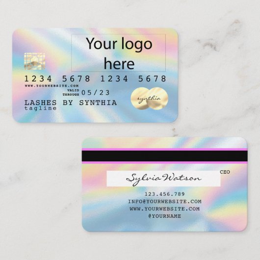Holograph Unicorn Dripp Credit Card Ihr Logo hinzu Visitenkarte (Vorne/Hinten)