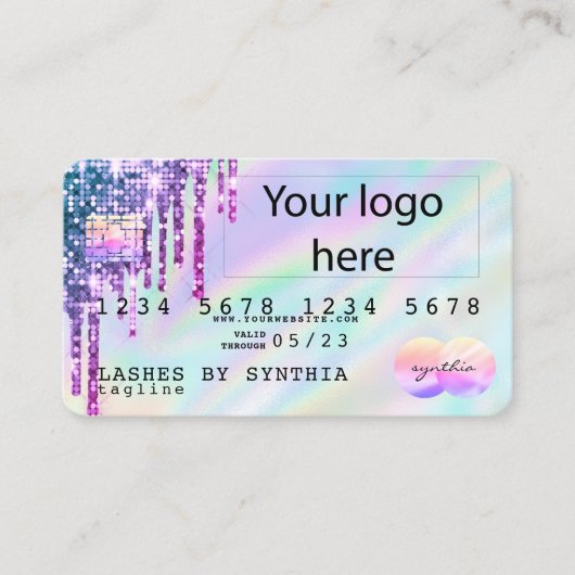 Holograph Unicorn Dripp Credit Card Ihr Logo hinzu Visitenkarte (Vorderseite)