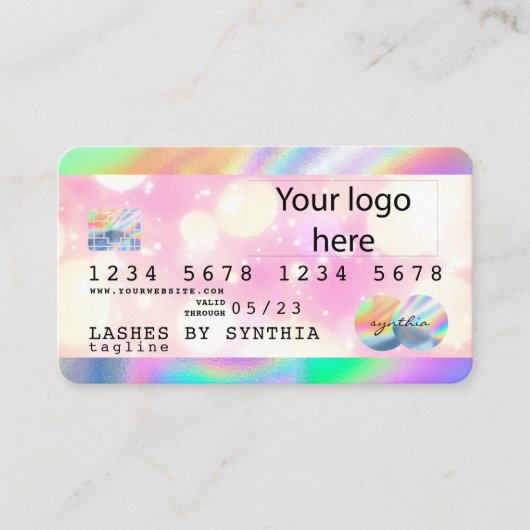 Holograph Unicorn Dripp Credit Card Ihr Logo hinzu Visitenkarte (Vorderseite)