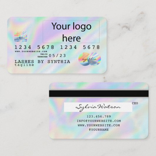 Holograph Unicorn Dripp Credit Card Ihr Logo hinzu Visitenkarte (Vorne/Hinten)