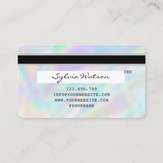 Holograph Unicorn Dripp Credit Card Ihr Logo hinzu Visitenkarte (Rückseite)