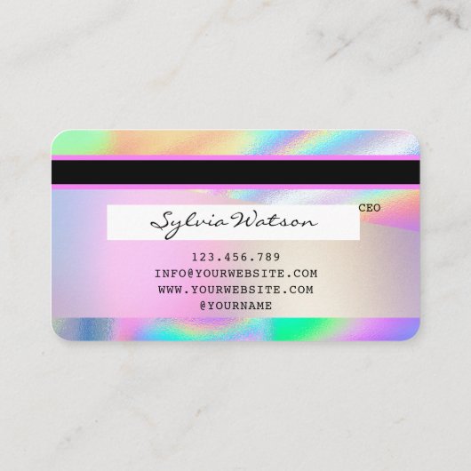 Holograph Unicorn Dripp Kreditkarte Visitenkarte (Rückseite)