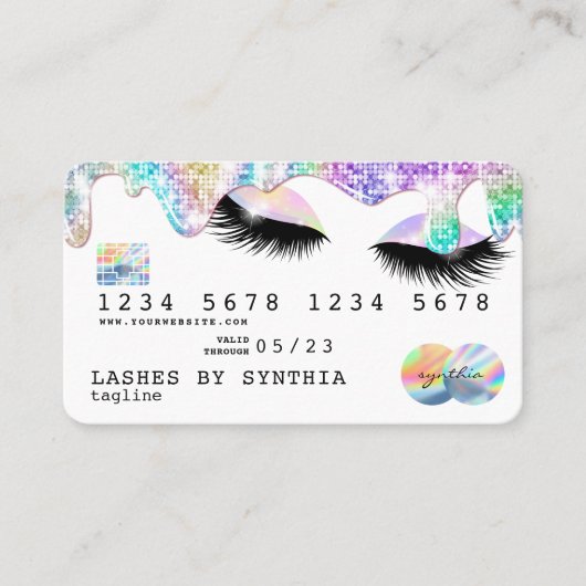 Holograph Unicorn Modern Credit Card Lashes Visitenkarte (Vorderseite)