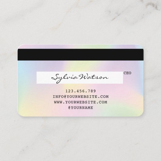 Holograph Unicorn Modern Credit Card Lashes Visitenkarte (Rückseite)