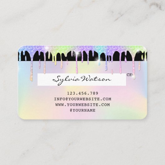 Holograph Unicorn Modern Credit Card Lashes Visitenkarte (Rückseite)