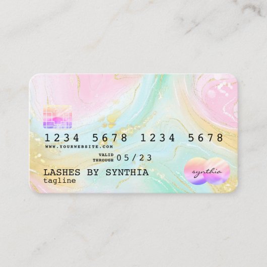 Holograph Unicorn Modern Credit Card Style Logo Visitenkarte (Vorderseite)