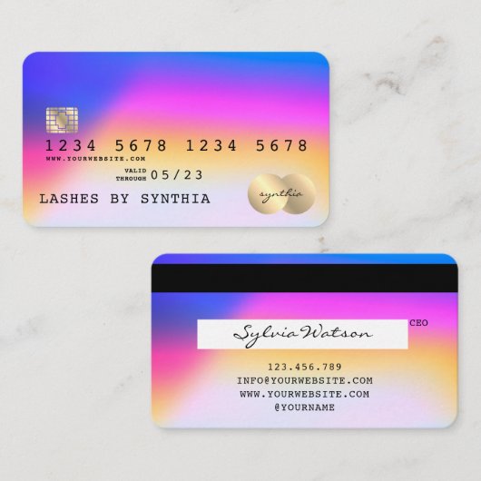Holograph Unicorn Moderne Kreditkartenart Visitenkarte (Vorne/Hinten)