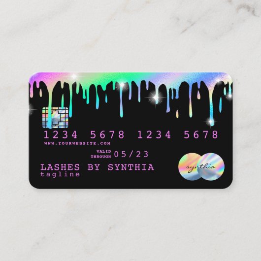 Holograph Unicorp Dripping Credit Card Lashes Visitenkarte (Vorderseite)
