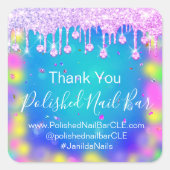 Holograph Vielen Dank Diamond Tropfen Nails Hot Pi Quadratischer Aufkleber (Vorderseite)