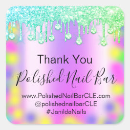 Holograph Vielen Dank Diamond Tropfens Nail Hot Pi Quadratischer Aufkleber