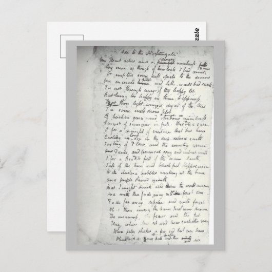 Holograph von Keats's Ode to a Nightingale Postkarte (Vorne/Hinten)