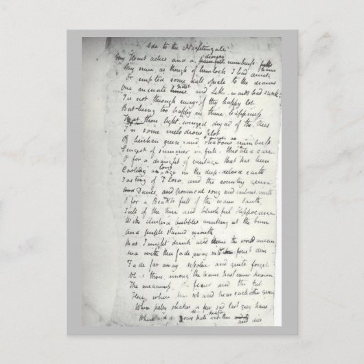 Holograph von Keats's Ode to a Nightingale Postkarte (Vorderseite)