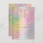 HolographGlitter Tropfens Rose Gold Baby Shower Fe Einladung (Vorne/Hinten)