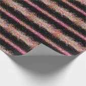 Holographi Rose Gold Glitzer Black Geschenkpapier (Ecke)