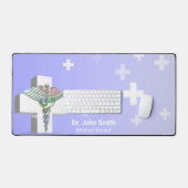 Holographic 3D Caduceus White Cross Medical Schreibtischunterlage (Tastatur & Maus)