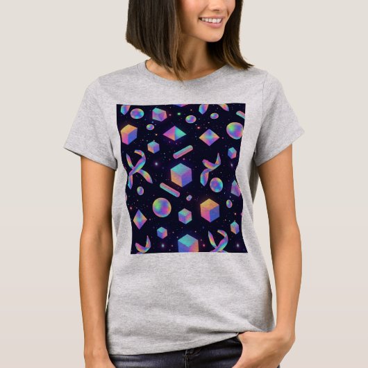 Holographic 3D Geometric Space Aesthetic Tee (Vorderseite)