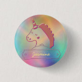 Holographic 3D Unicorn-Individuelle Name Button (Vorderseite)