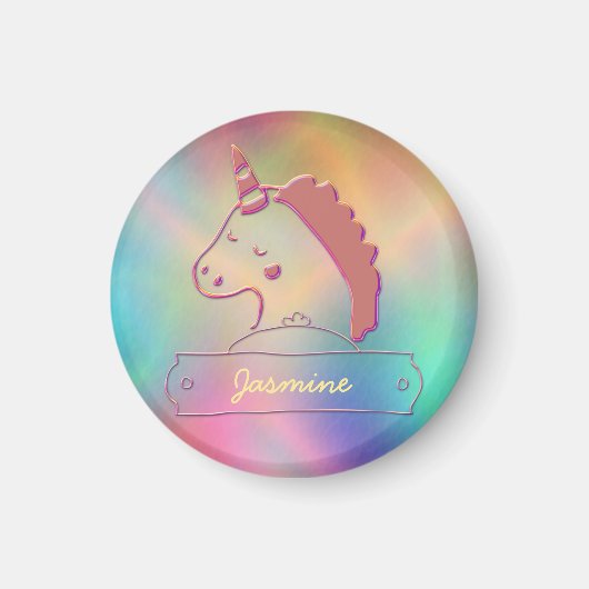 Holographic 3D Unicorn-Individuelle Name Magnet (Vorne)