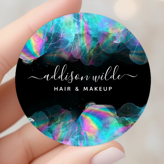 Holographic Alcohol Ink Business Runder Aufkleber