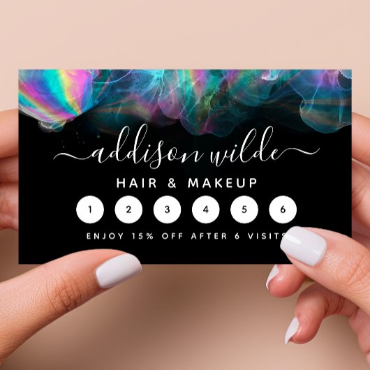 Holographic Alcohol Ink Business Treuekarte