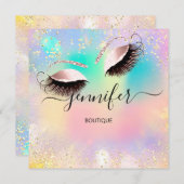 Holographic Beruflich Eyelash Confetti Unicorn Einladung (Vorne/Hinten)