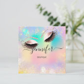 Holographic Beruflich Eyelash Confetti Unicorn Einladung (Stehend Vorderseite)