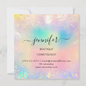 Holographic Beruflich Eyelash Confetti Unicorn Einladung (Rückseite)