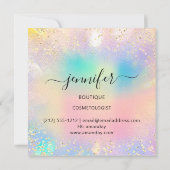 Holographic Beruflich Gold Confetti Unicorn Einladung (Rückseite)