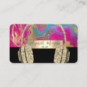 Holographic Black Gold Glitzer Headphone DJ Visitenkarte (Vorderseite)