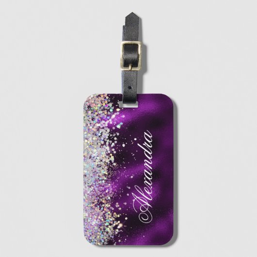 Holographic Bling Luxury Sparkle Glitzer Custom Gepäckanhänger (Vorderseite Vertikal)