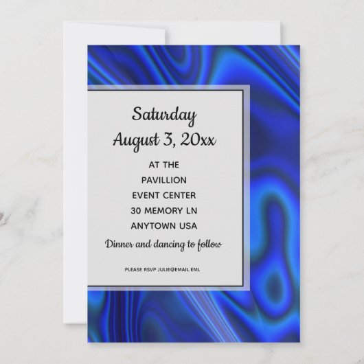 Holographic Blue Abalone Muschel Fraktal Vow Renew Einladung (Rückseite)