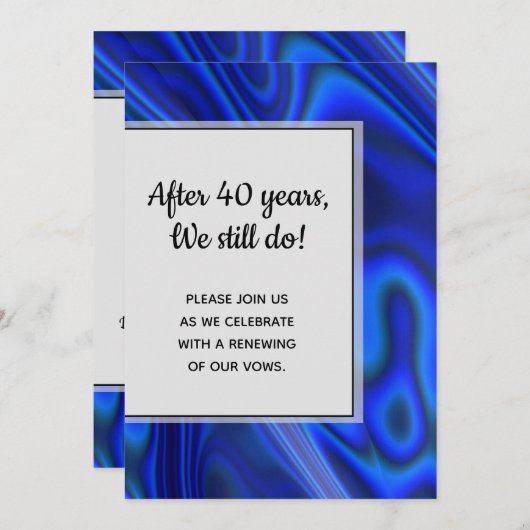 Holographic Blue Abalone Muschel Fraktal Vow Renew Einladung (Vorne/Hinten)