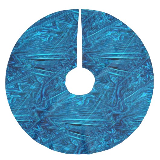 Holographic Blue Fraktal IMITATS Paua Abalone Musc Fleece Weihnachtsbaumdecke (Vorderseite)