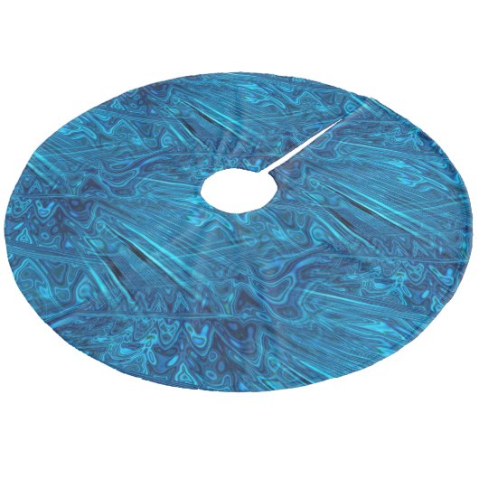 Holographic Blue Fraktal IMITATS Paua Abalone Musc Fleece Weihnachtsbaumdecke (Schrägansicht)