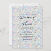 Holographic Blue Glitzer Modernes Weiß Elegant Einladung (Vorderseite)