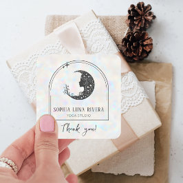 Holographic Boho Arch Celestial Crescent Moon Quadratischer Aufkleber