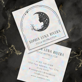 Holographic Boho Arch Celestial Crescent Moon Yoga Quadratische Visitenkarte