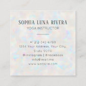 Holographic Boho Arch Celestial Crescent Moon Yoga Quadratische Visitenkarte (Rückseite)