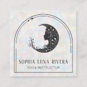 Holographic Boho Arch Celestial Crescent Moon Yoga Quadratische Visitenkarte (Vorderseite)