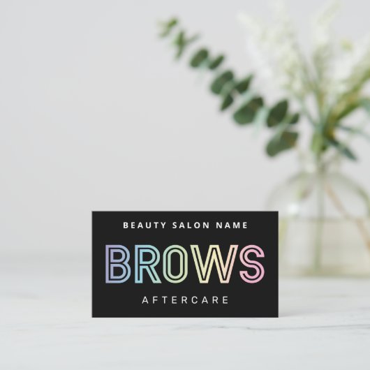 Holographic Brows Aftercare PMU Brow Instructions Visitenkarte (Stehend Vorderseite)