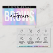 Holographic Brows Aftercare PMU Brow Instructions Visitenkarte (Vorne/Hinten)