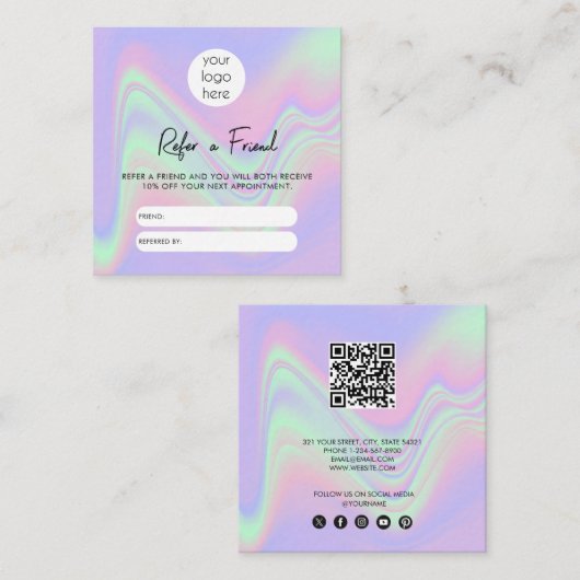 Holographic Business Refer a Friend Reference Card Quadratische Visitenkarte (Vorne/Hinten)