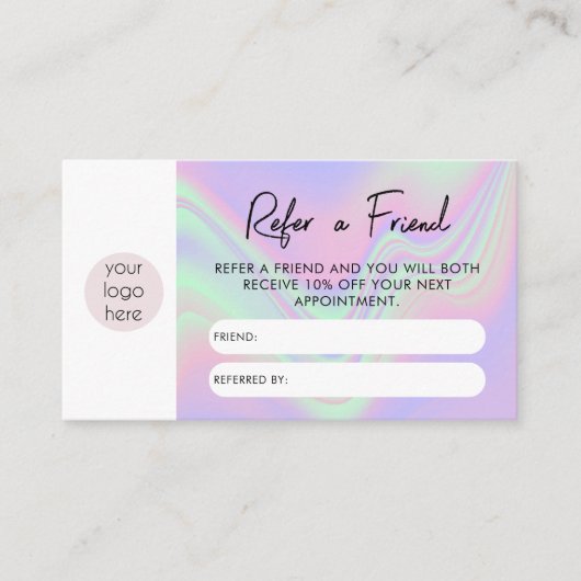 Holographic Business Refer A Friend Referral Card Visitenkarte (Vorderseite)