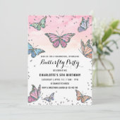 Holographic Butterfly zum Geburtstag Einladung (Stehend Vorderseite)