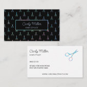 Holographic Chic Scissour Pattern Haar Stylist Visitenkarte (Vorne/Hinten)